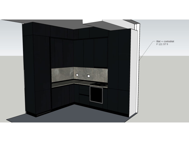Schiță 3D mobilier bucătărie MDF melaminat